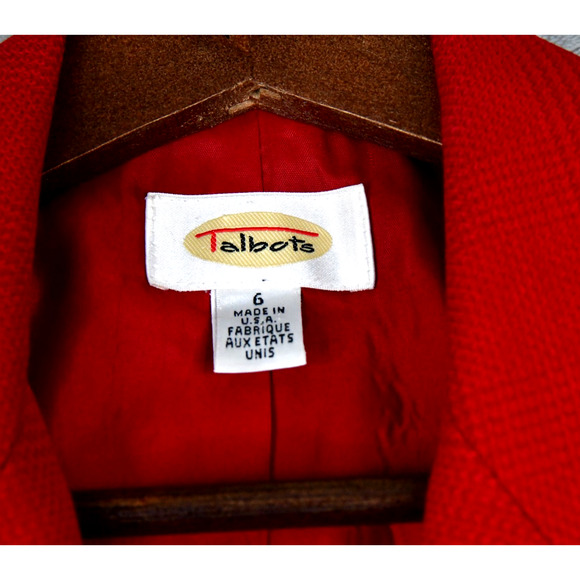 Talbots Blazer Women's 6 Red Plaid Linen Blend Jacket Pockets - Picture 2 of 10